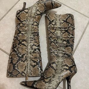 Zara Snakeskin Patterned Knee-High Boots Size 41 (10/10.5)
